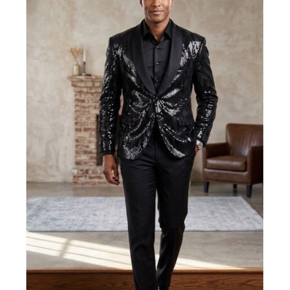 Giovanni Testi Sequin Metallic US-40R - EU-50RBlazer Men Shiny Prom Wedding Cool